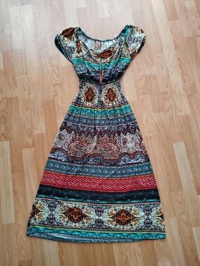 Boho Paisley Print Maxi Skirt in Multicolor